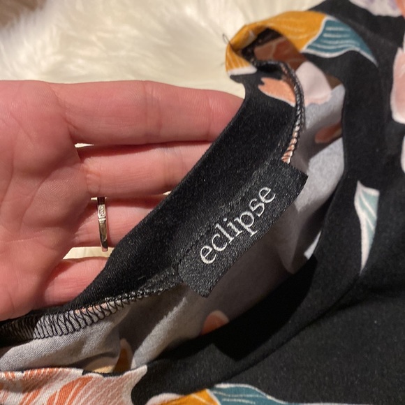 Eclipse Tunic Dress long t-shirt Black Floral pattern Size xsmall - Picture 3 of 5